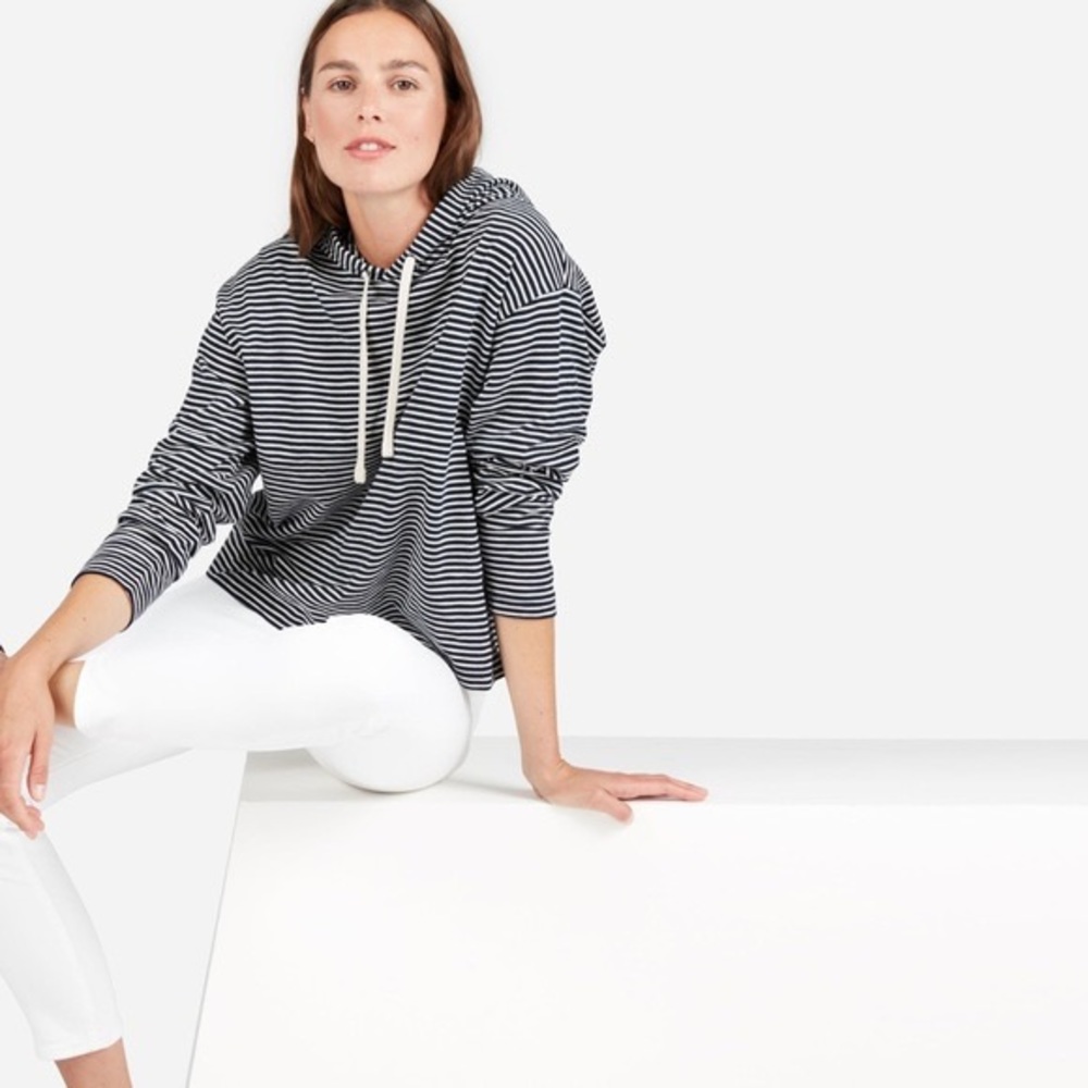 Everlane Blue Striped Beach Pullover Hoodie Size XS